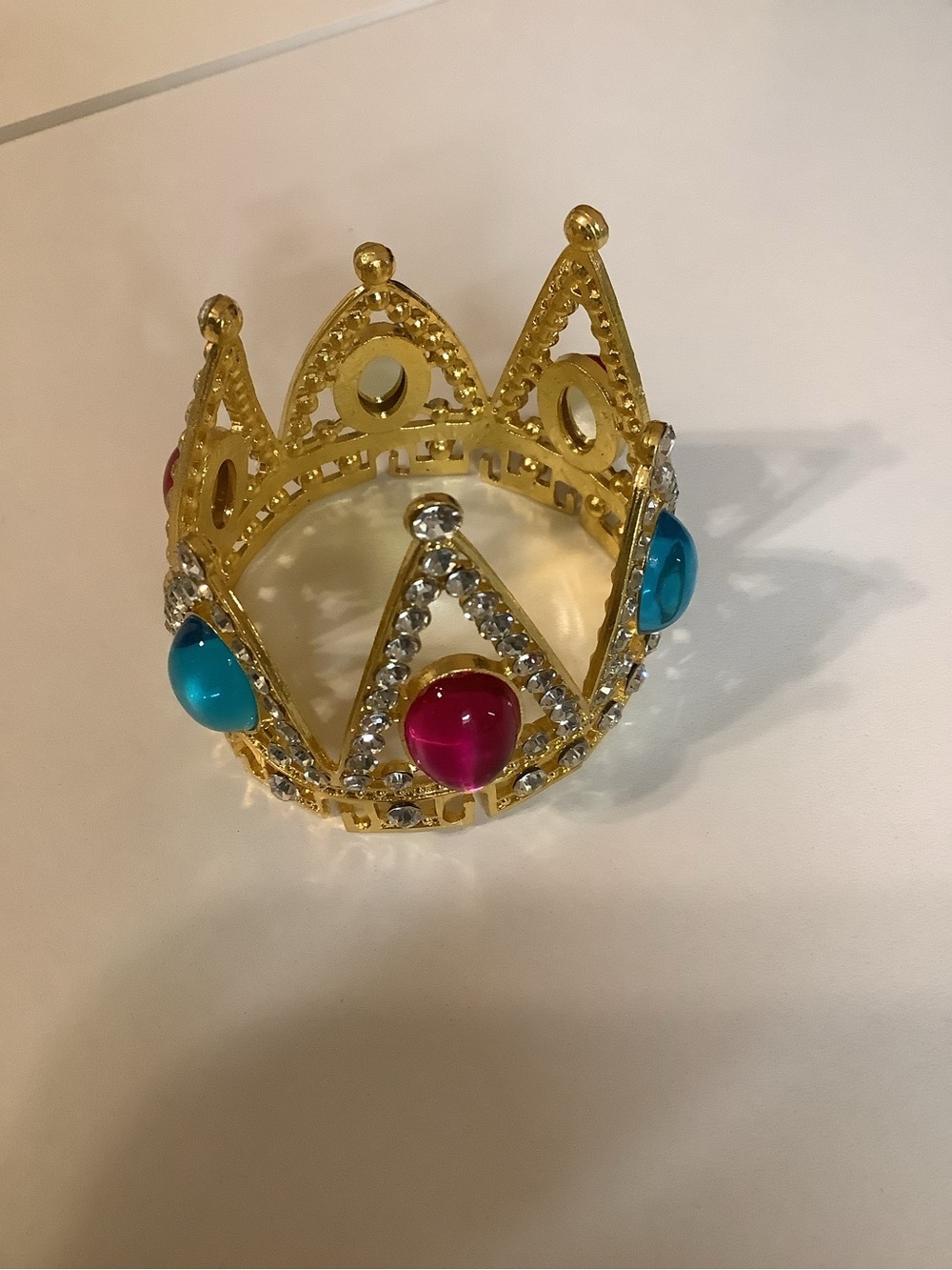 Gold Jeweled Mini Crown with Pink and Blue Gems